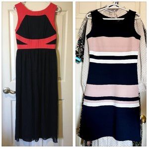 2 piece bundle ENFOCUS STUDIO Colorblock Cocktail Dress + Strip Pattern Dress_M